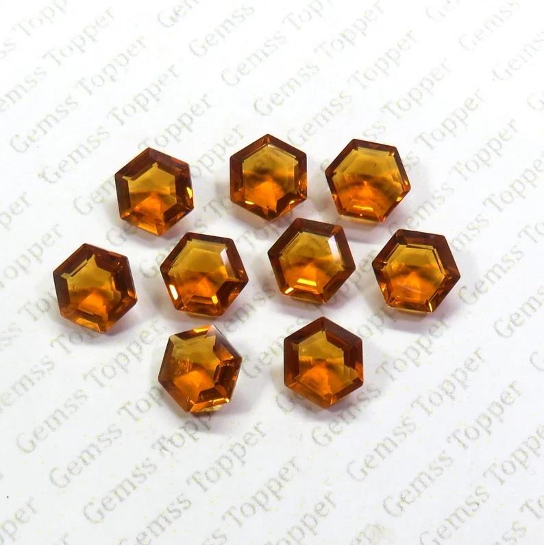 Brandy Quartz 10x10 mm Hexagon Faceted